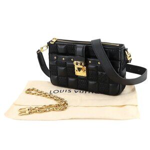 LOUIS VUITTON Damier Pochette Troca Shoulder Clutch Bag Leather Black 90280730